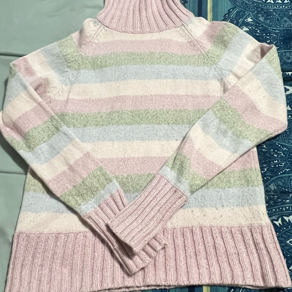 Marks & Spencer Pastel Striped Turtleneck Sweater